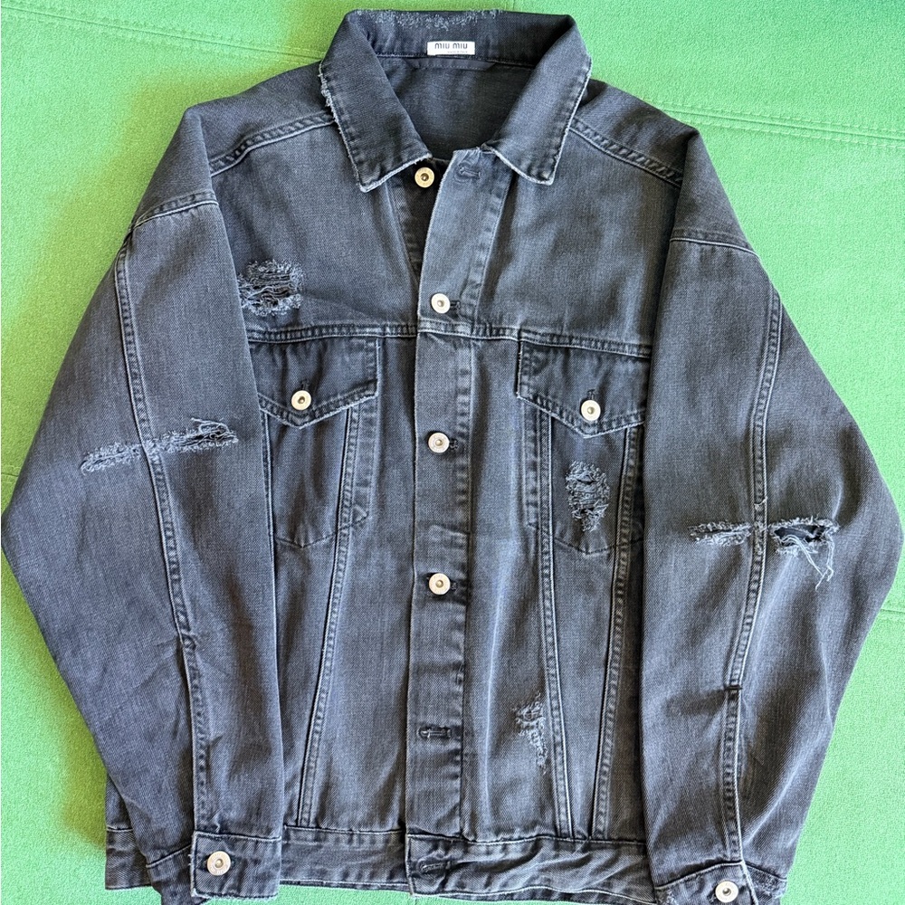 [SOLD]Miu Miu Distressed Gray Denim Jacket
